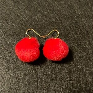 Elegant Red Pom Pom Earrings
